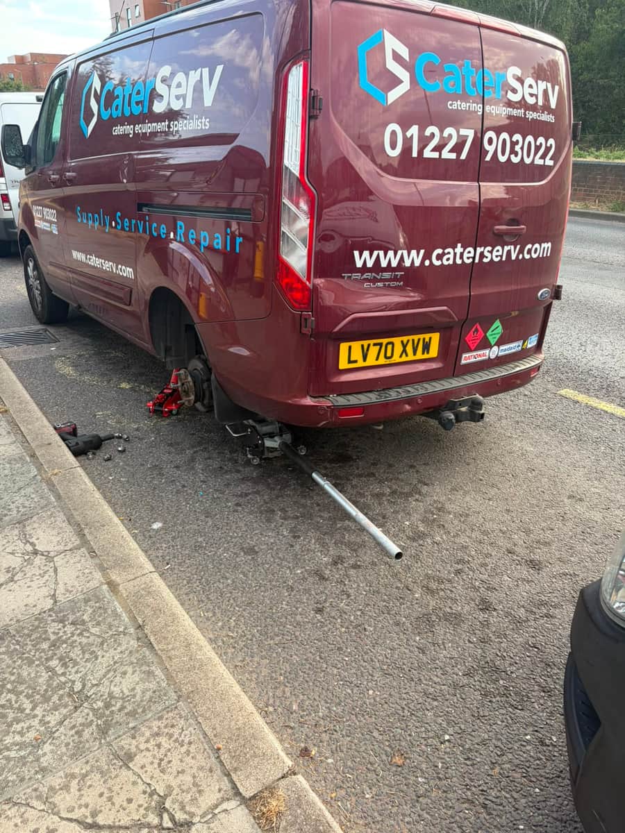 Mobile tyre fitting on a Mercedes-AMG at a rural property near Maidstone